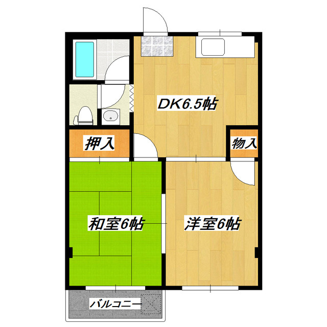 ハイム高城の間取り|振分タイプの２ＤＫ！