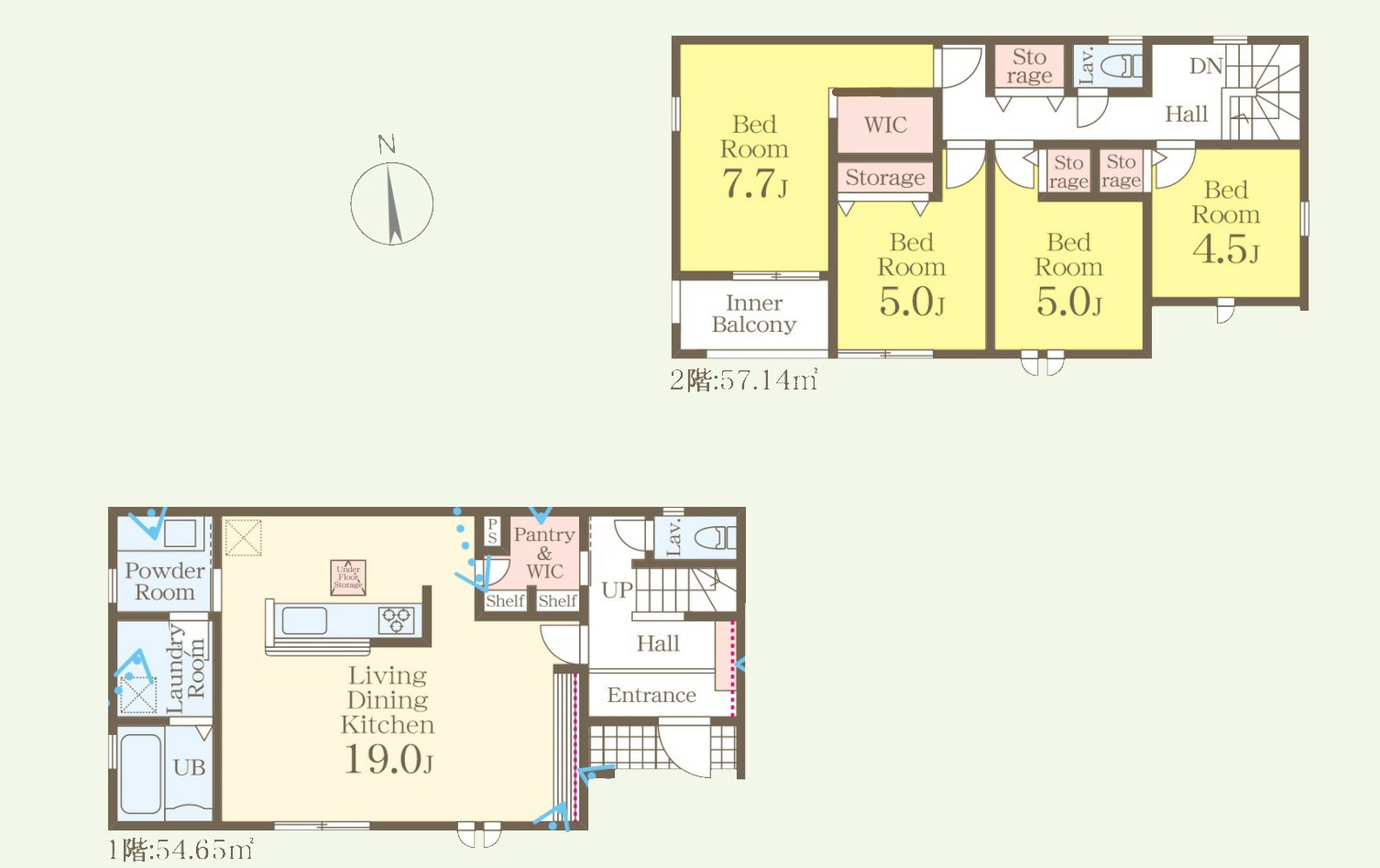 【新築戸建】前橋青柳町第4の間取り|■間取り図｜敷地面積：187.55（約56.73坪）　建物面積：111.79（約33.81坪）