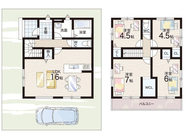 ★向日市寺戸町大牧　第3期　新築一戸建ての間取り|1号地