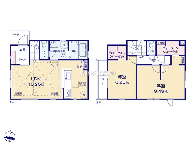 練馬区関町南3丁目 限定1棟の間取り|建物面積76.14㎡ 2階建て3LDK+WIC×2 衣類の収納だけでなく、様々な物の収納に便利なWICが2箇所ございます