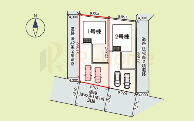 つくば市北条第3　新築戸建て　1号棟の区画図|大きなお買い物だからこそ、メリット・デメリットを伝えさせて頂きます。
R-homeにお任せください♪