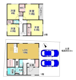 【間取り】 | 大津市雄琴6丁目12　新築戸建 | 1号棟