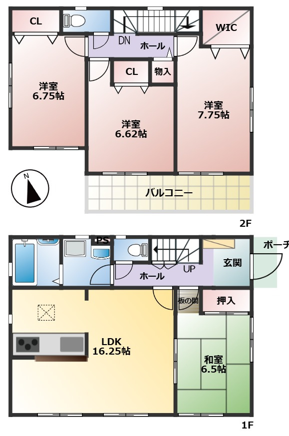 幸手市北３丁目　中古一戸建ての間取り|家族の荷物も余裕で収まる全居室収納完備！物の置き場に困らない間取り♪