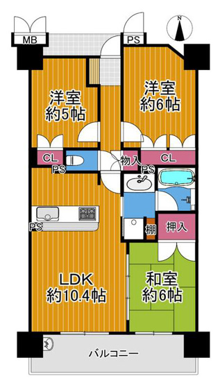 【間取り】 | セントパークス平野公園 | 【3LDK＋南向バルコニー☆】室内リフォーム後のお引渡し☆（2026年8月完了予定）ディスポーザー（生ごみ粉砕機）・食洗機完備です☆
