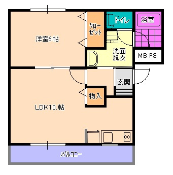 ハイツオルフィーの間取り|間取図（反転タイプ）