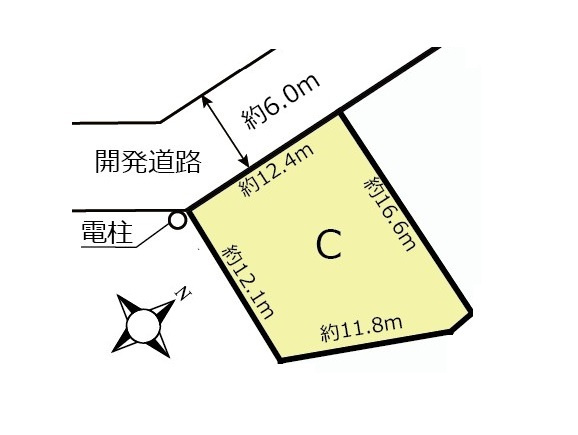 【分譲地】北鴻巣駅14分・56坪の住宅用地の土地図|約56坪の住宅用地です。南側に箕田古墳群6号墳があり、建物の建築予定はありません。