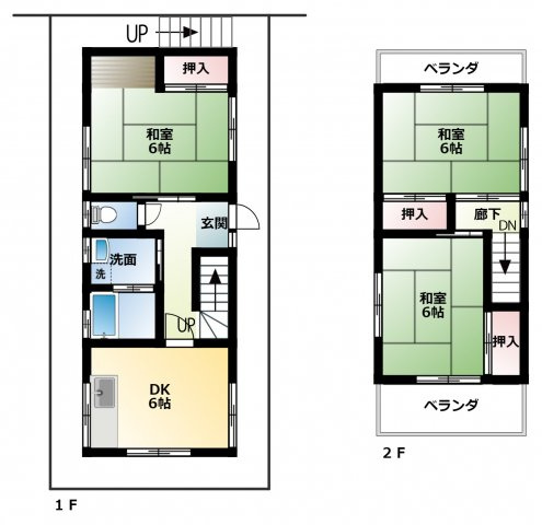 【間取り】 | 高槻市安岡寺町５丁目貸家 | 間取り ３ＤＫ