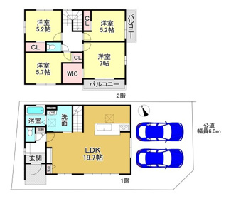 【間取り】 | 大津市雄琴6丁目12　新築戸建 | 2号棟
