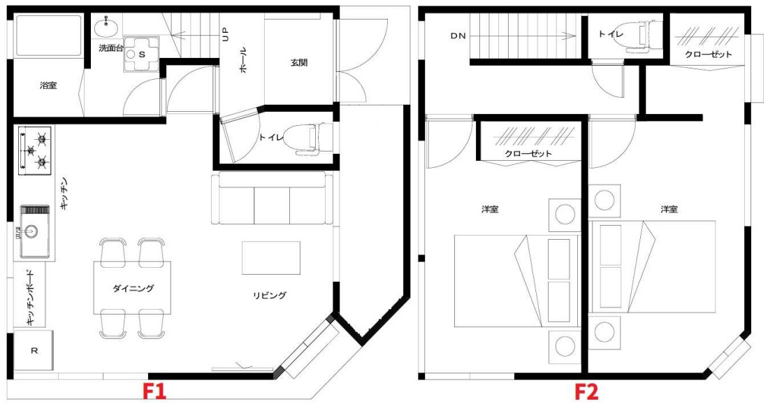 稲葉1丁目　中古戸建の間取り|１０８０万・2LDK・建物面積56.57㎡