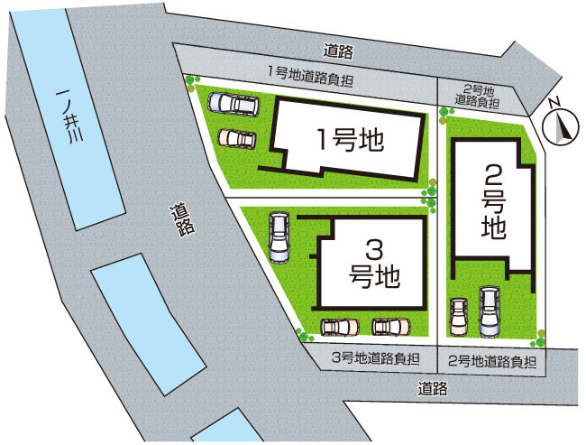 ★京都市西京区嵐山宮ノ北町　第2期　新築一戸建ての区画図|全3区画