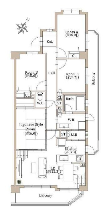 ユニーブル鳴海東カーデンコートの間取り|間取図　※図面と現況が異なる場合は現況優先といたします。