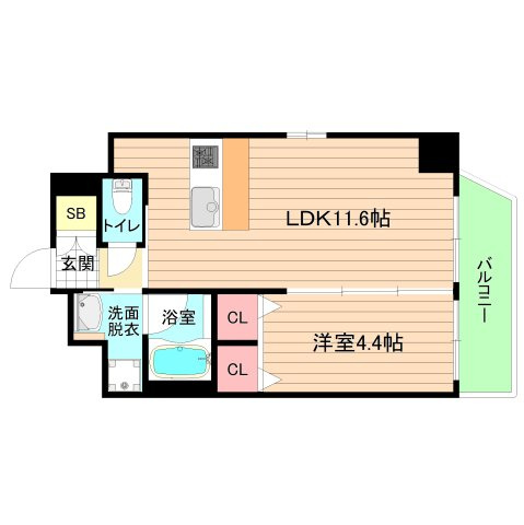大阪市都島区都島本通３丁目の賃貸マンションの間取り