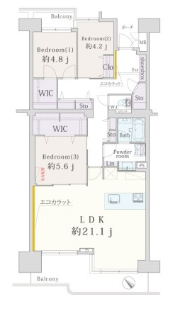 多摩川ハイム３号棟の間取り