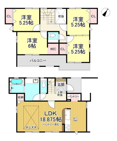 知多市新知東町2丁目　全2棟　2号棟の間取り|4LDK+WIC+パントリー☆