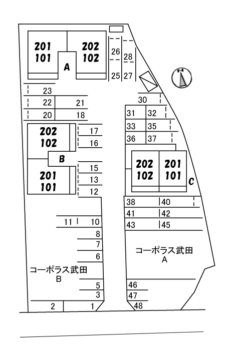 Ｔ　クレマチス　新保　Ｂ棟 　の区画図