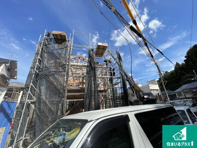 京都市西京区嵐山宮ノ北町　第2期　新築一戸建ての外観|現在の進捗状況です！順調に作業進行中、完成が待ち遠しいです！詳細の間取り等、お気軽にお問い合わせください！