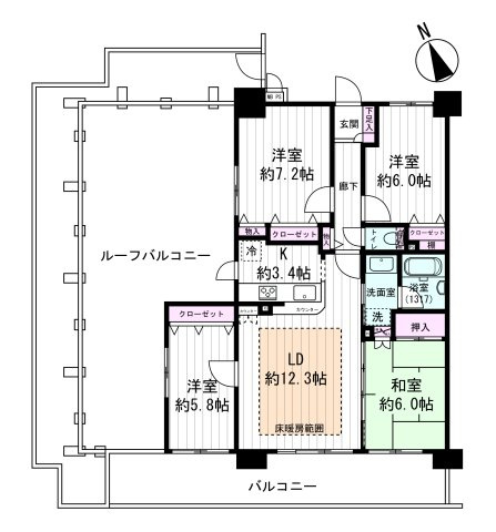 【間取り】 | ライオンズマンション万代東
