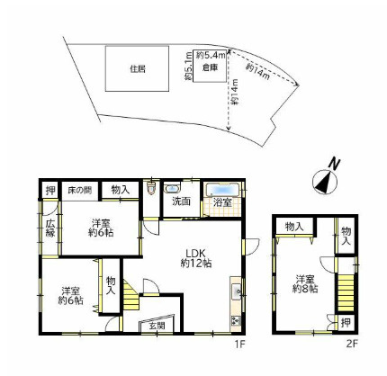 鳥羽倉庫付戸建の間取り
