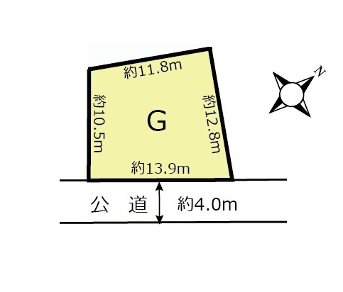 【分譲地】北鴻巣駅14分・45坪の住宅用地の土地図|約45坪の売地です。南東側道路に接道し、南西側には箕田古墳群6号墳があり日当り良好な区画です。