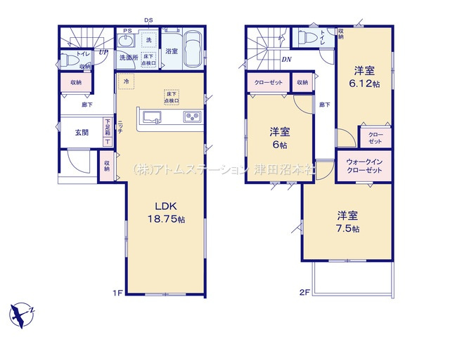 【間取り】 | アトムセレクト八千代市大和田新田２６期１棟　１号棟
