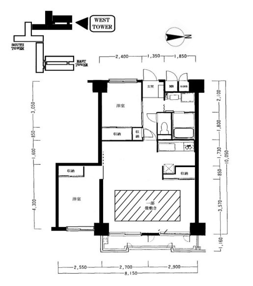 グランドシティ大宮【WEST TOWER】の間取り|【グランドシティ大宮【WEST TOWER】】・2LDK・専有面積67.24m2・バルコニー面積6.08m2