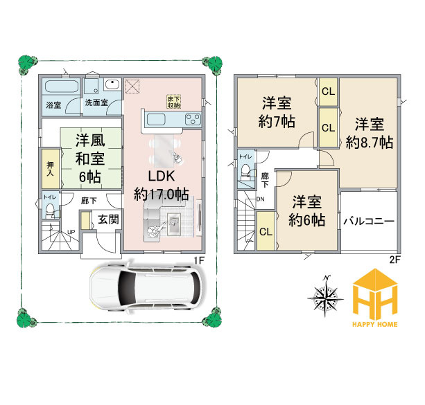 クレイドルガーデン高田町新築一戸建て│4LDK+駐車1台可の間取り|※現況と図面が異なる場合現況を優先いたします。

