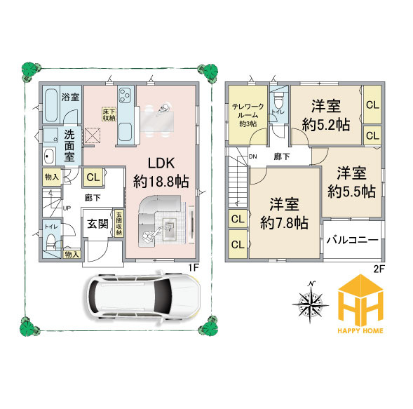 クレイドルガーデン高田町新築一戸建て│3LDK+駐車1台可の間取り|※現況と図面が異なる場合現況を優先いたします。

