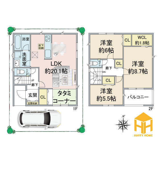 クレイドルガーデン高田町新築一戸建て│3LDK+駐車1台可の間取り|※現況と図面が異なる場合現況を優先いたします。
