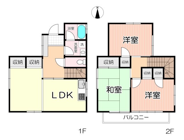 飯能市笠縫　中古一戸建　～閑静な住宅街～の間取り|南向き、3LDKの間取りです。
