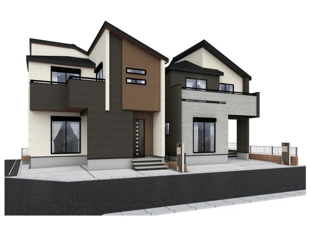 【外観パース】 | 坂戸市関間4丁目　ブルーミングガーデン　新築戸建　全2棟　2号棟 | 外観パースのため実際とは異なる場合がございます。