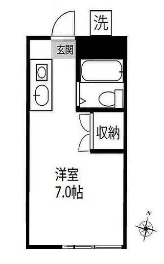 さいたま市南区曲本５丁目　一棟マンションの間取り|１階・1R：18.16㎡　南向き