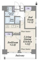 【間取り】 | 専有面積51平米の2LDK
南東角部屋の高層階です。