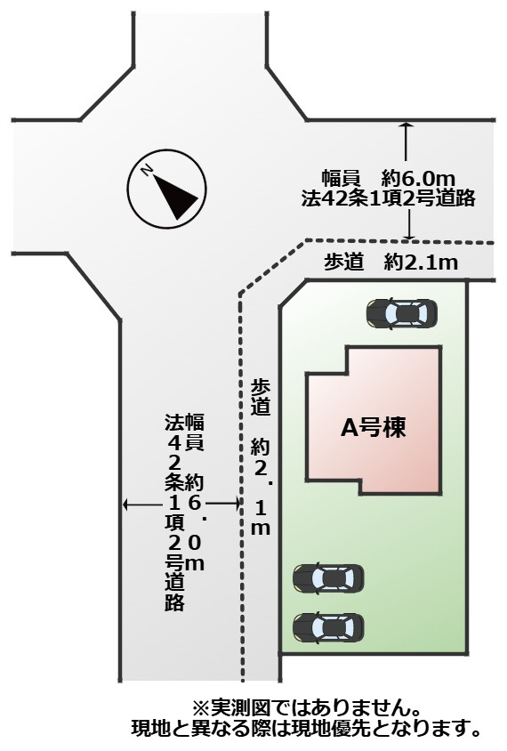 ハートフルタウン宇都宮市清原台1丁目510番　A号棟の区画図|敷地面積：186.53㎡　接道：北東側約6.0ｍ、北西側約6.0ｍの角地