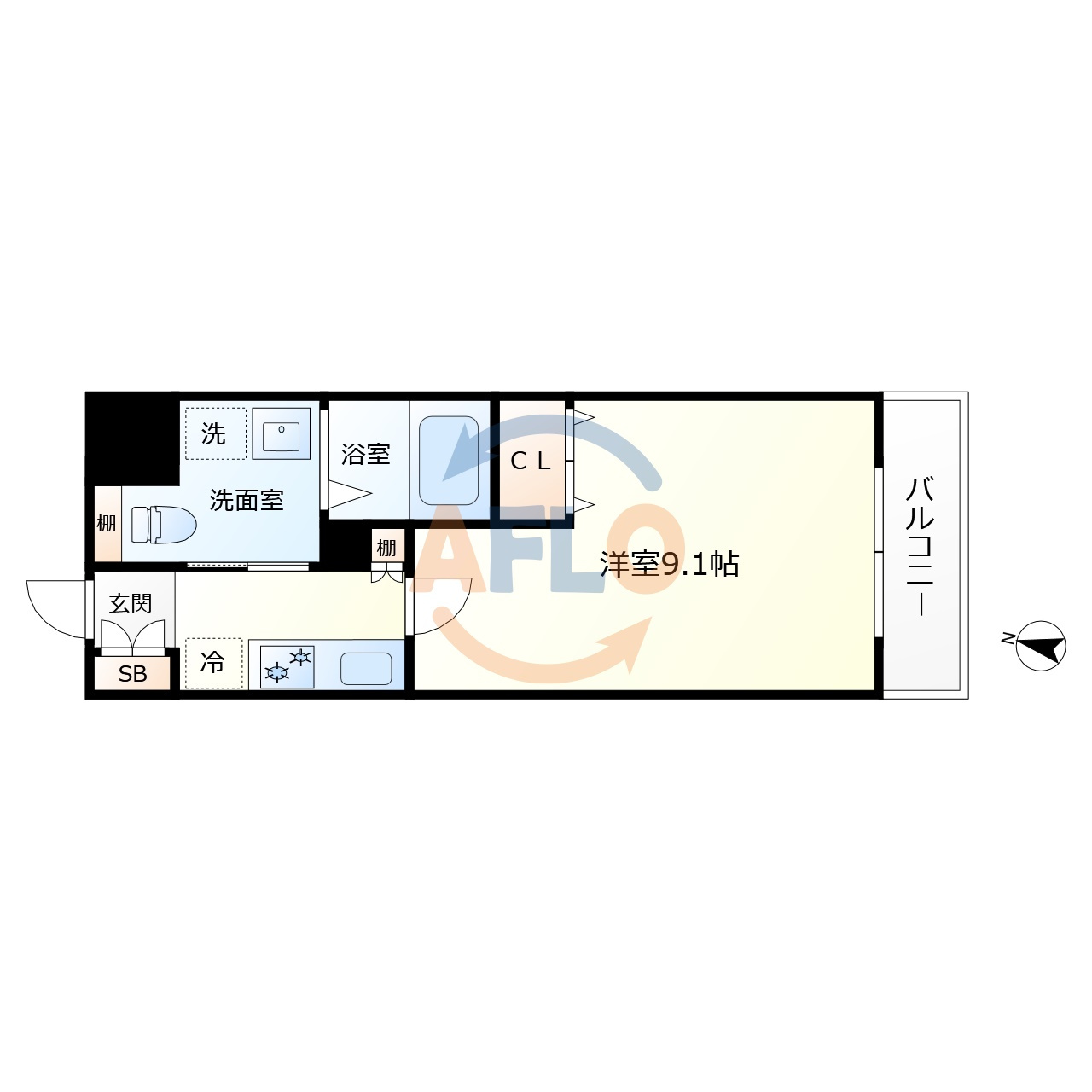 エスリード梅田北の間取り|エスリード梅田北　開放感のある間取り