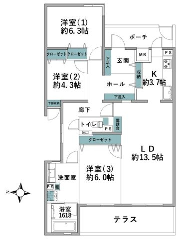 海まで徒歩4分！リノベーション クリオ鎌倉七里ガ浜 1階の間取り|導線を考えられた間取り