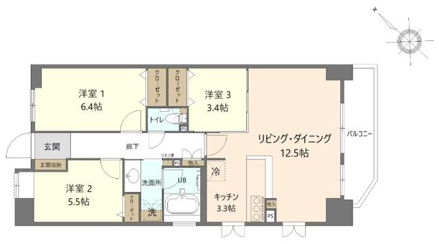 横浜市西区中央２丁目の賃貸マンションの間取り