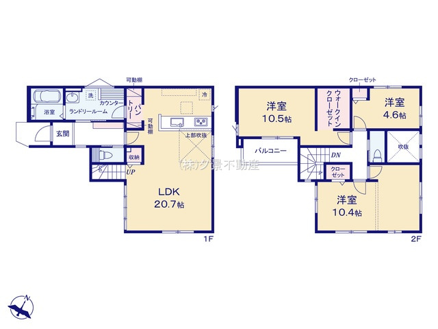 《仲介手数料無料》久喜市中妻1618-47新築一戸建てリガーレの間取り