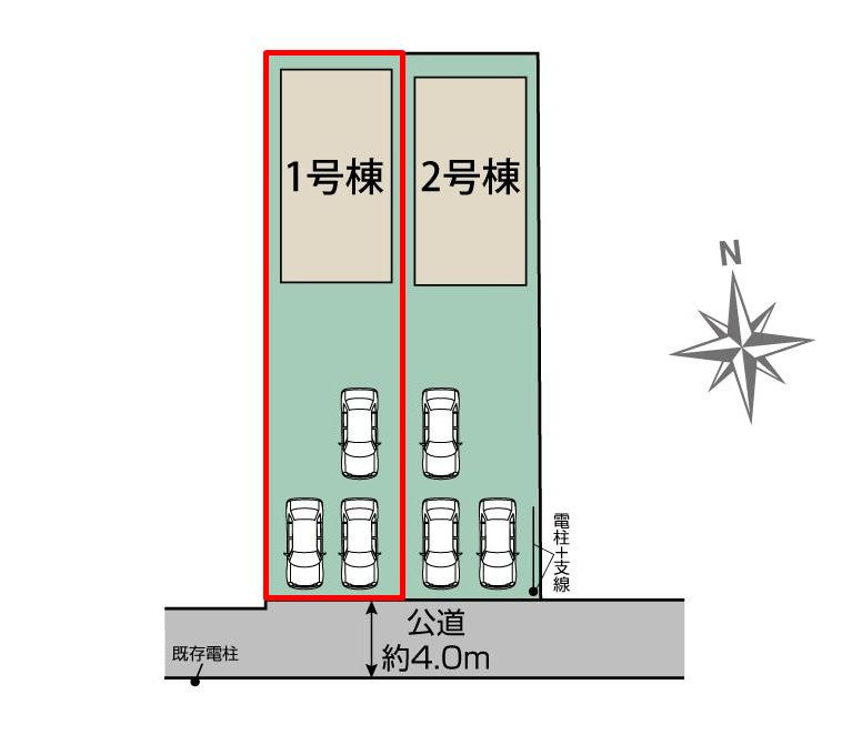 郡山市小原田3丁目　　　　1号棟　　　小原田小学校、小原田中学区の区画図