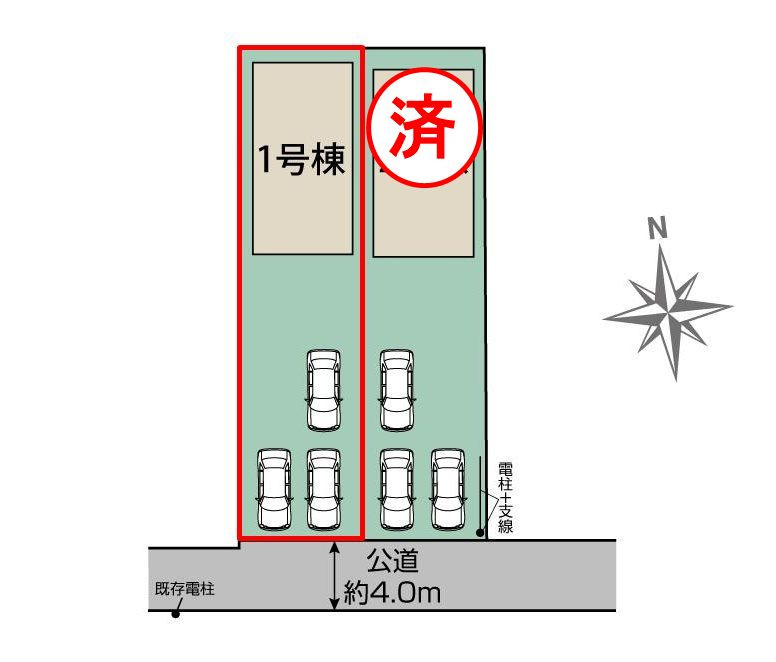 郡山市小原田3丁目　　　　1号棟　　　小原田小学校、小原田中学区の区画図