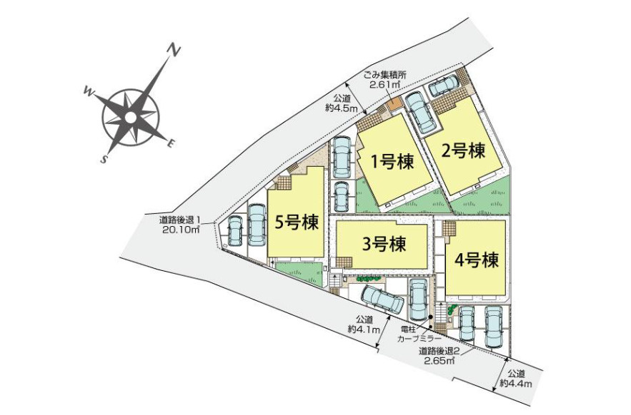 伊勢原市東大竹　新築戸建　全5棟4号棟の区画図