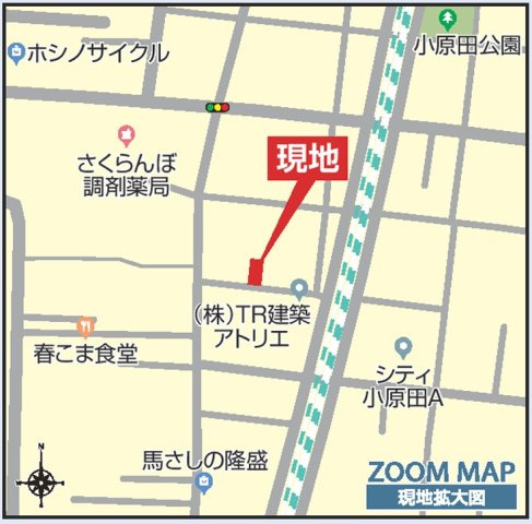 郡山市小原田3丁目　　　　２号棟　　　小原田小学校、小原田中学区の地図|拡大案内図