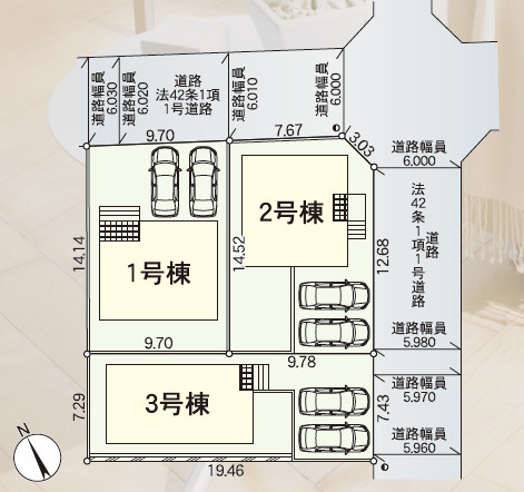 CRADLE GARDEN若松区二島第5の区画図|1号棟です