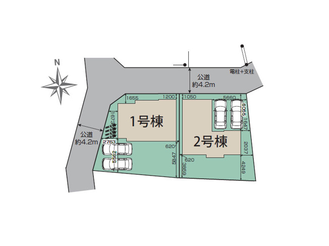 【区画図】 | ふじみ野市長宮2丁目　新築一戸建住宅　全2棟　(ふじみ野店) | 2号棟/2台並列駐車でき、セカンドカーをお持ちの方にもおすすめ。※図面を基に作成しています。現況と異なる場合は現況を優先いたします。