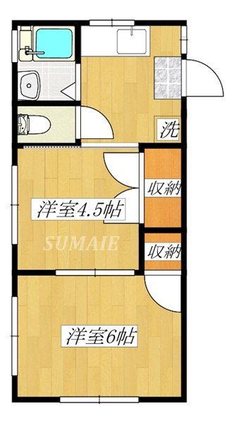 野久慕ハイツの間取り|2Kのお部屋☆