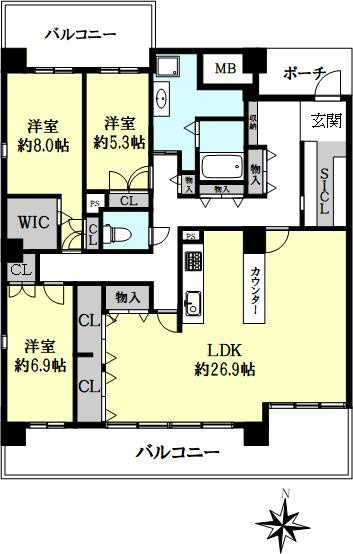 オークスクエア西神中央７番館の間取り