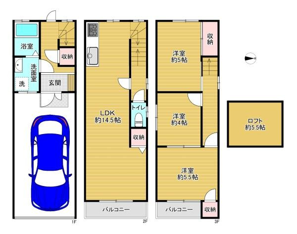 【間取り】 | 守口市大久保町3丁目　中古戸建