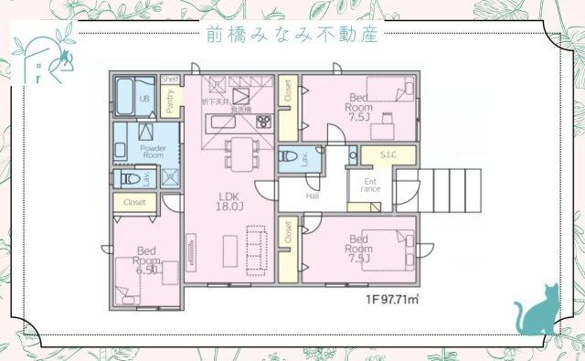【新築平屋】富岡市富岡1期　２号棟(全２棟)　リナージュ　新築建売分譲の間取り