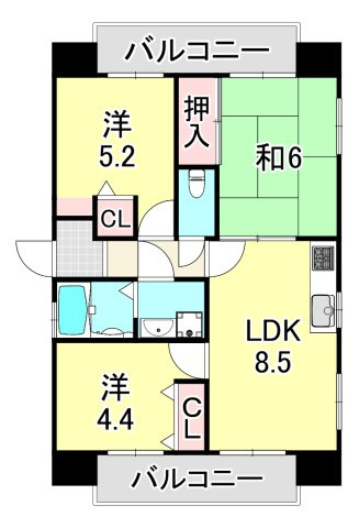 セントラルハイツ三宮東の間取り