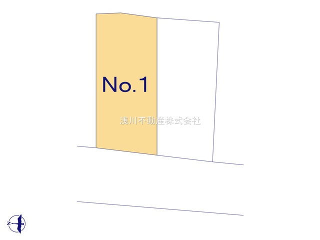 八王子市　元横山町　新築一戸建ての区画図|～西道路に面している整形地　全2棟の新築一戸建て～