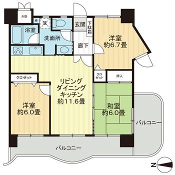 ライオンズプラザ高宮の間取り